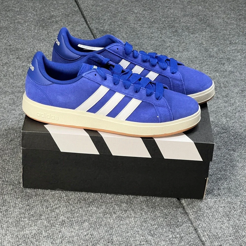 NEW Adidas Grand Court Base 00s Mens 11.5 Blue White Suede Shoes Sneakers IH1039